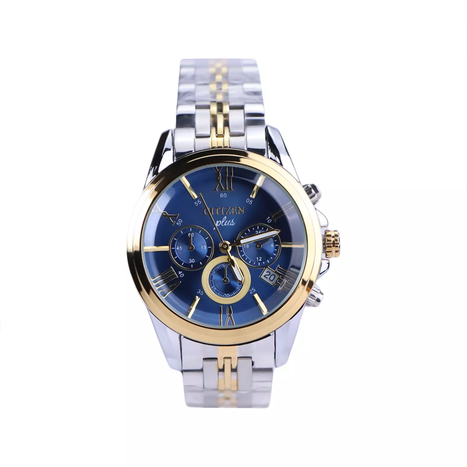 Citizen-plus-Watch-Code-L-2025-7.11.webp ساعت مچی سیتیزن زنانه فلزی نقره ای طلایی صفحه آبی L 2025-7/1 - Image 1