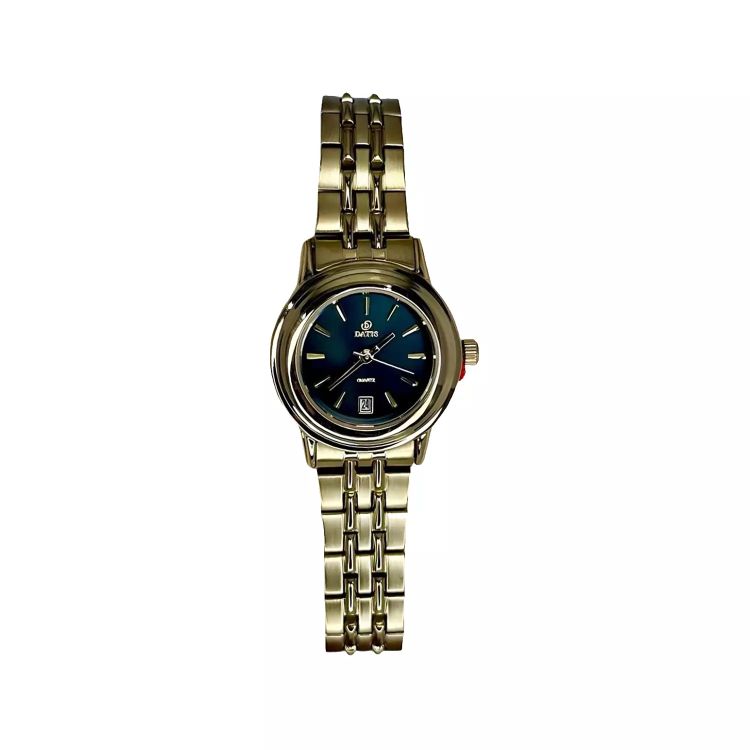 Datis-Watch-Code-90123.webp ساعت مچی داتیس زنانه فلزی طلایی صفحه سرمه ای 9012 - Image 1
