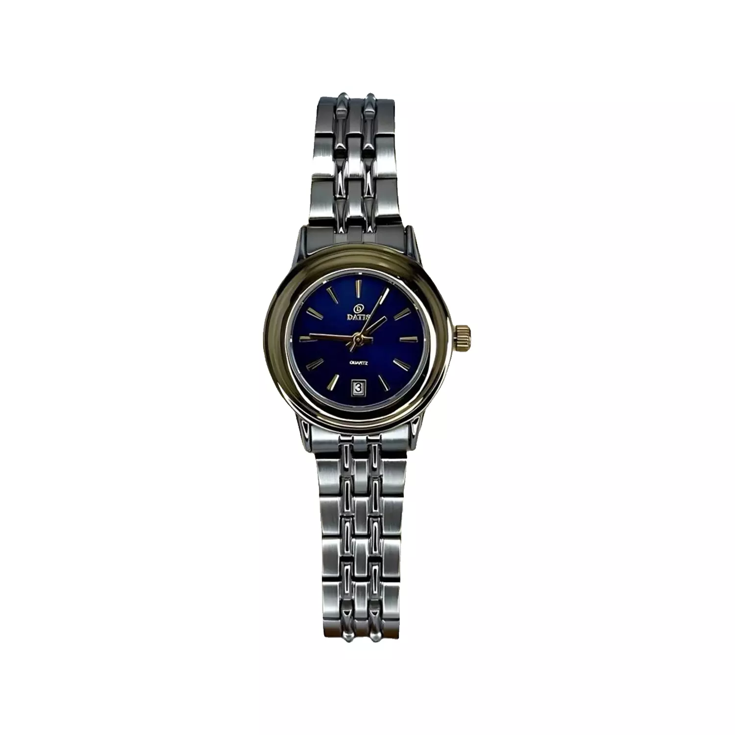 Datis-Watch-Code-90126.webp ساعت مچی داتیس زنانه فلزی نقره ای قاب طلایی 9012 - Image 1