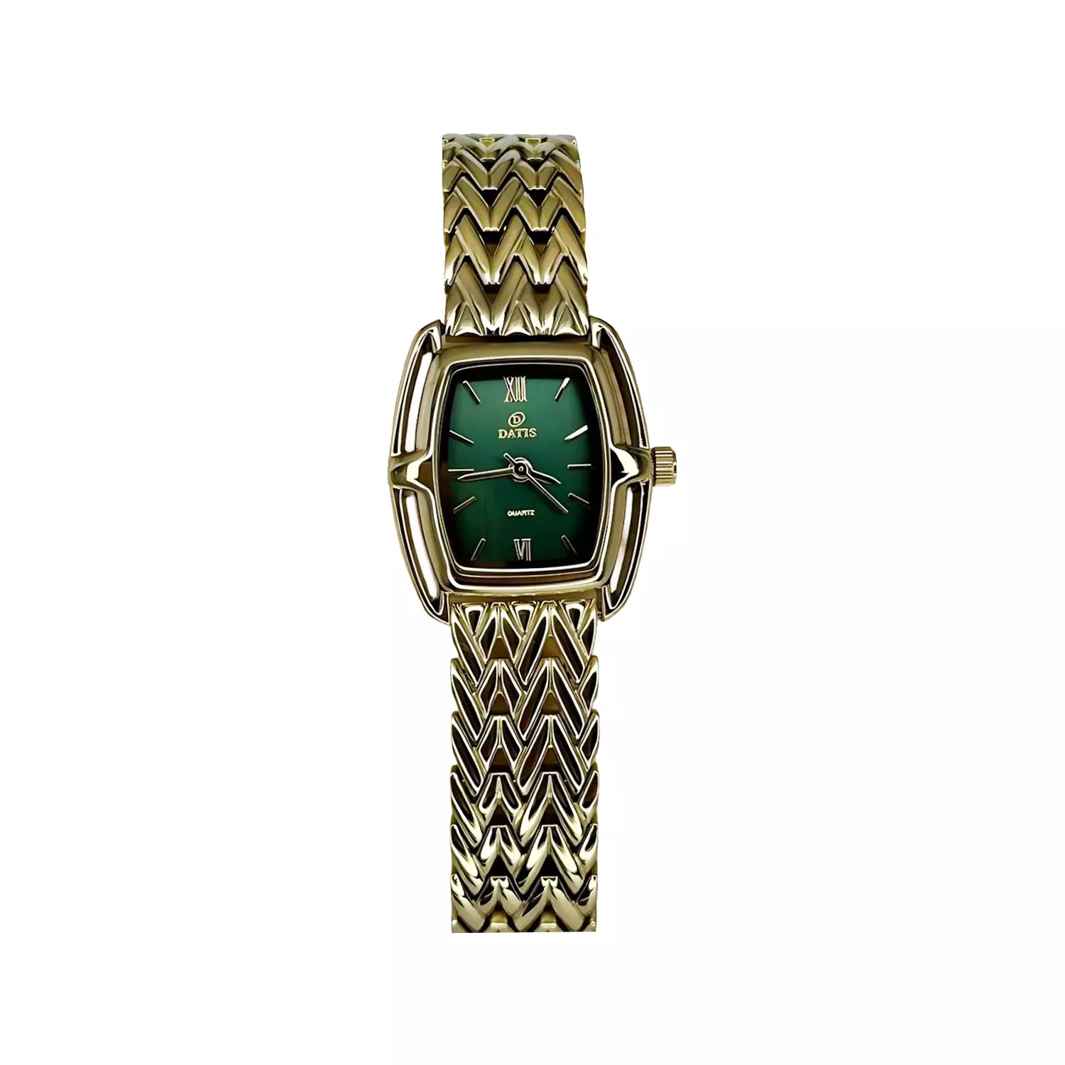 Datis-Watch-Code-9045.20.webp ساعت مچی داتیس زنانه فلزی طلایی صفحه سبز 9045 - Image 1