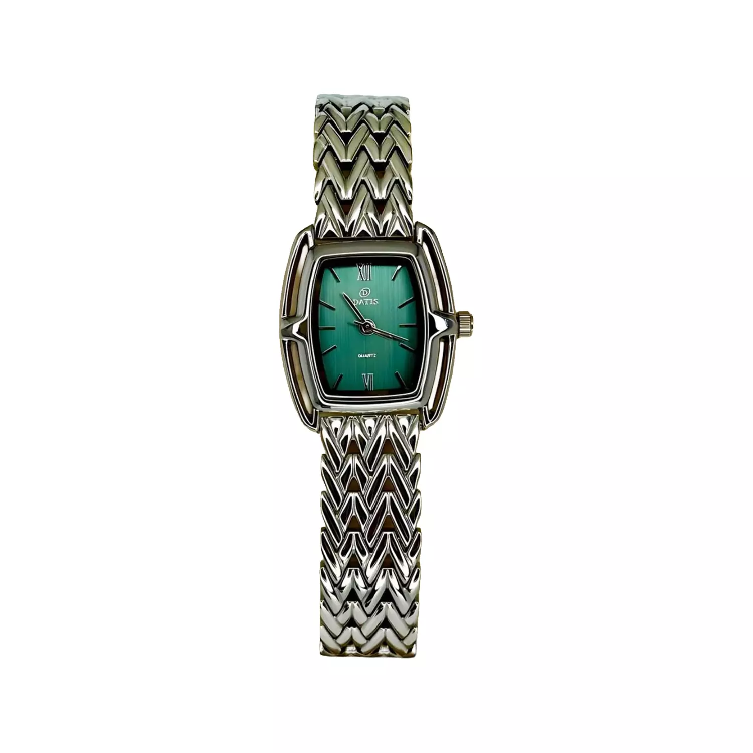 Datis-Watch-Code-9045.30.webp ساعت مچی داتیس زنانه فلزی نقره ای صفحه سبز 9045 - Image 1