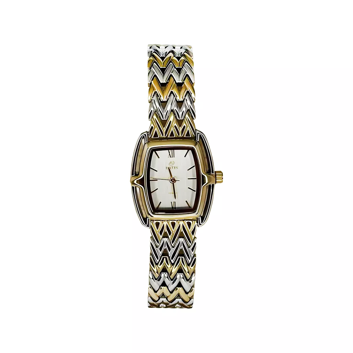 Datis-Watch-Code-9045.40.webp ساعت مچی داتیس زنانه فلزی نقره ای طلایی صفحه سفید 9045 - Image 1