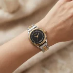 ساعت مچی اسپریت زنانه فلزی نقره ای طلایی صفحه مشکی L 4117/8 - Image 2
