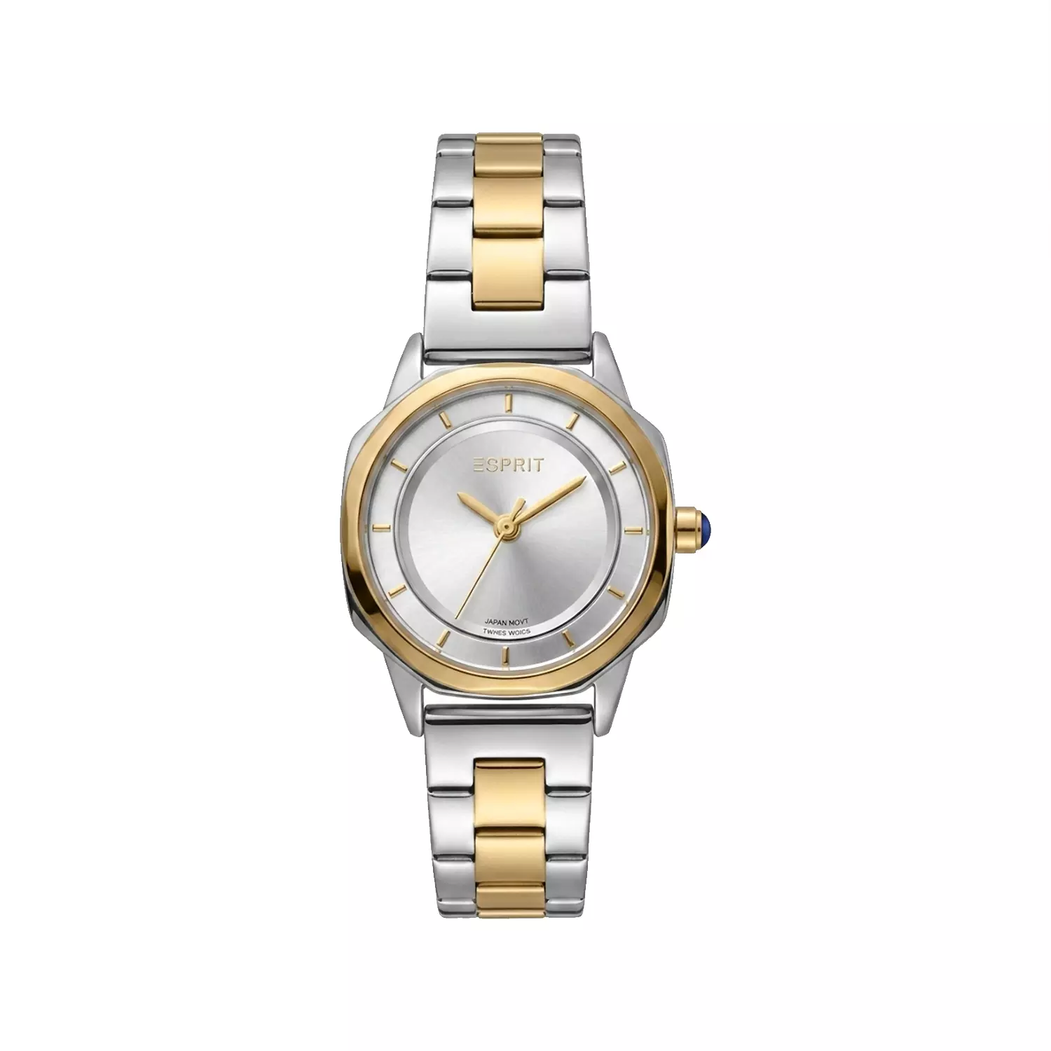 Esprit-Watch-Code-L-4117.91.webp ساعت مچی اسپریت زنانه فلزی نقره ای طلایی قاب چندضلعی L 4117/9 - Image 1