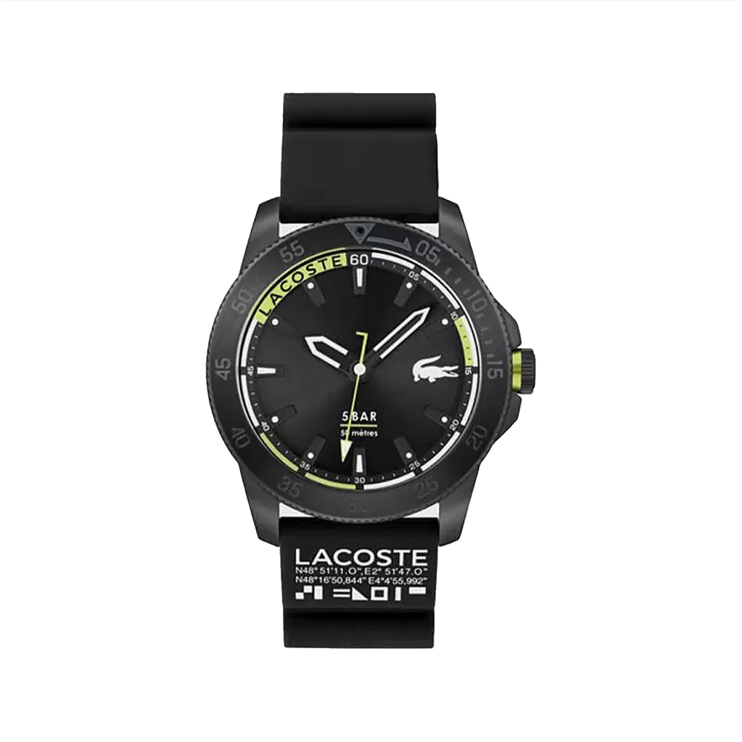 Lacoste-Watch-Code-20112031.webp ساعت مچی عقربه ای مردانه لاگوست بند رابر مشکی 2011203 - Image 1
