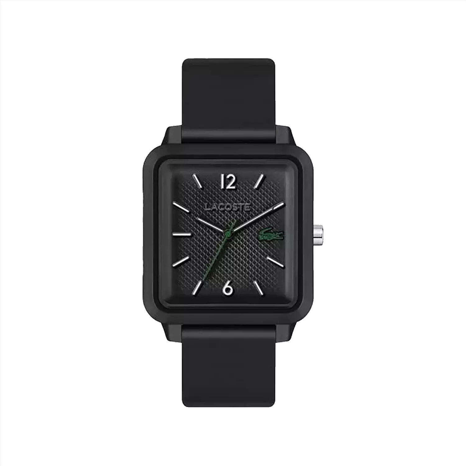 Lacoste-Watch-Code-20112491.webp ساعت مچی لاگوست مردانه بند رابر مشکی قاب مربع 2011249 - Image 1