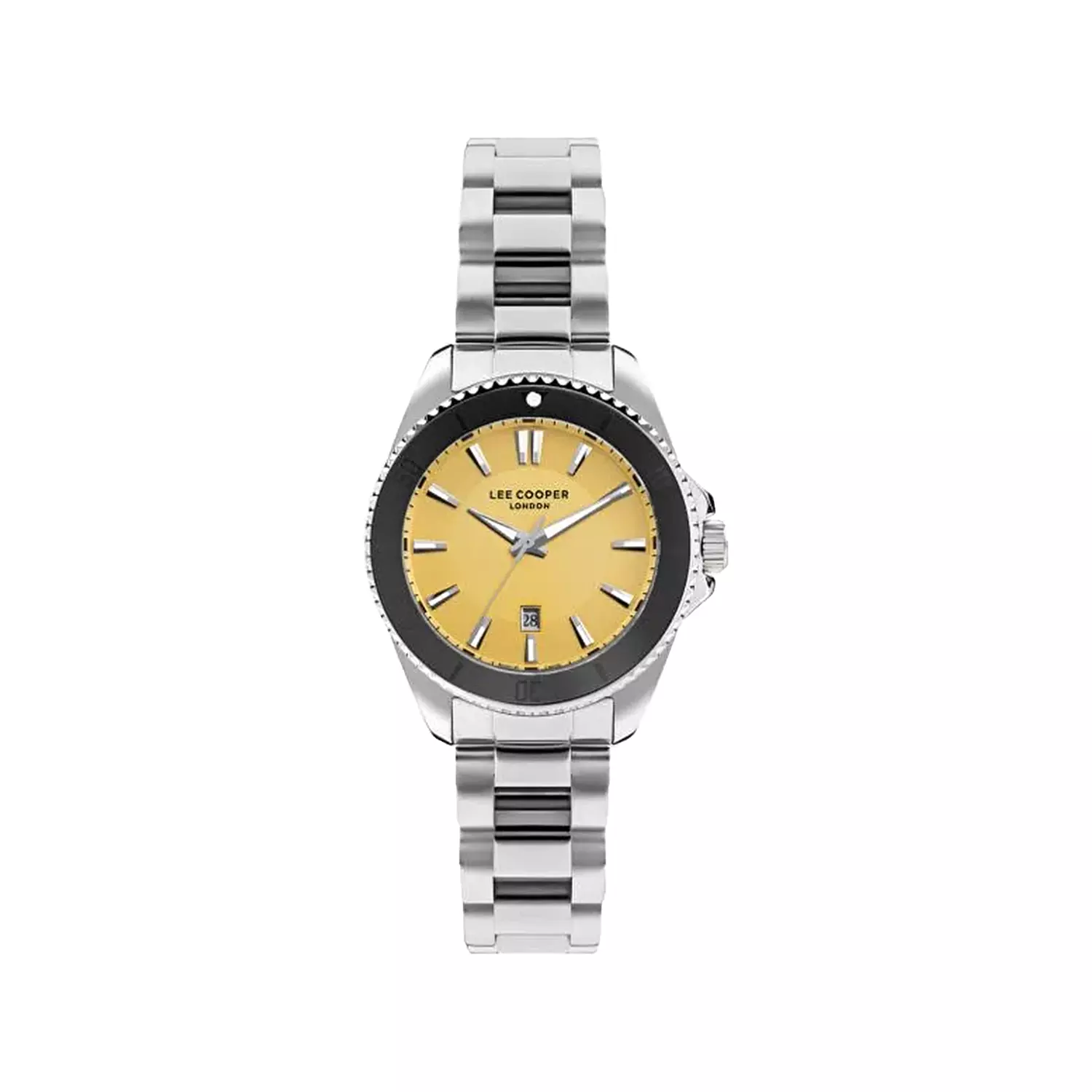 Lee-Cooper-Watch-Code-7841.3101.webp ساعت مچی مردانه لی کوپر فلزی نقره ای صفحه زرد 7841.310 - Image 1