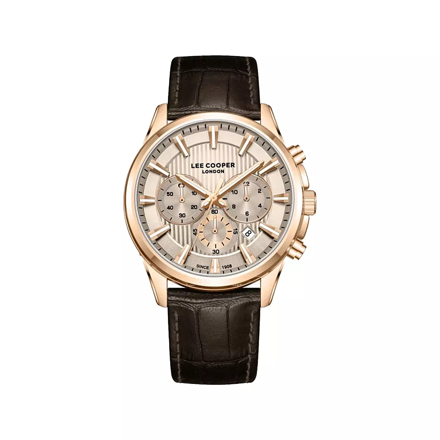 Lee-Cooper-Watch-Code-LC08239.4721.webp ساعت مچی مردانه لی کوپر بند چرم قهوه ای کرنوگراف LC08239.472 - Image 1