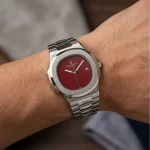 ساعت مچی پتک فیلیپ مردانه فلزی نقره ای صفحه قرمز M 8058/34 - Image 2