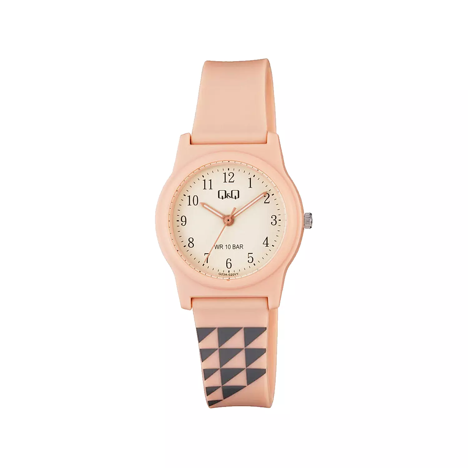 QQ-Watch-Code-G23A-020VY1.webp ساعت مچی دخترانه کیو اند کیو رابر صورتی صفحه سفید G23A020VY - Image 1