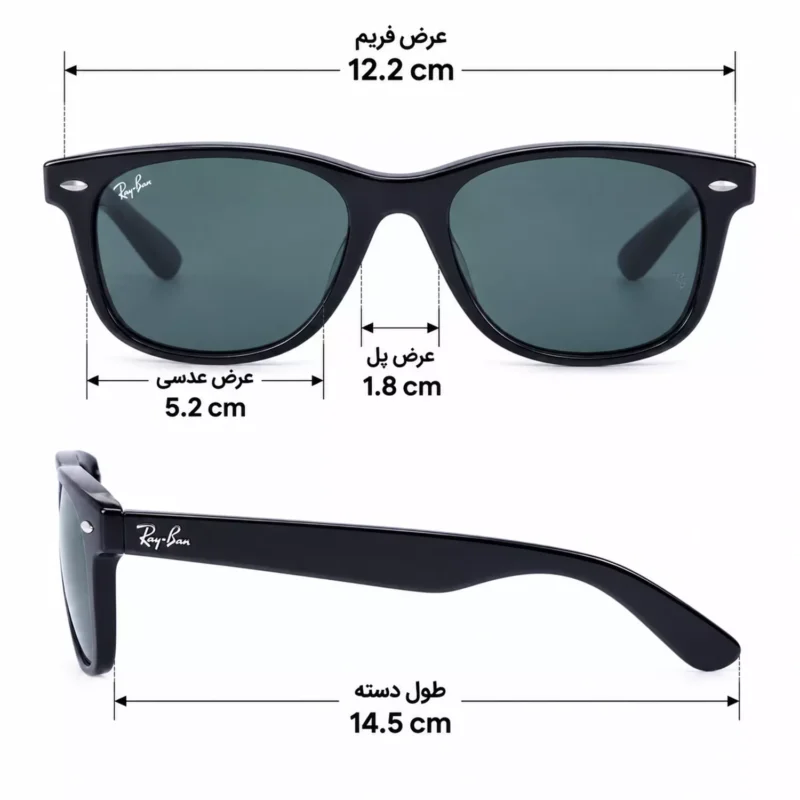عینک آفتابی ری بن فریم مشکی اورجینال کد RB 2132 2 Ray Ban Sunglasses Code RB 21322