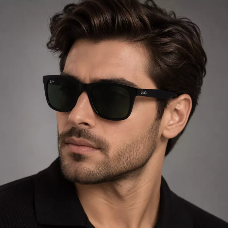 عینک آفتابی ری بن مشکی عدسی سبز اورجینال کد RB 4640 1 Ray Ban Sunglasses Code RB 46403