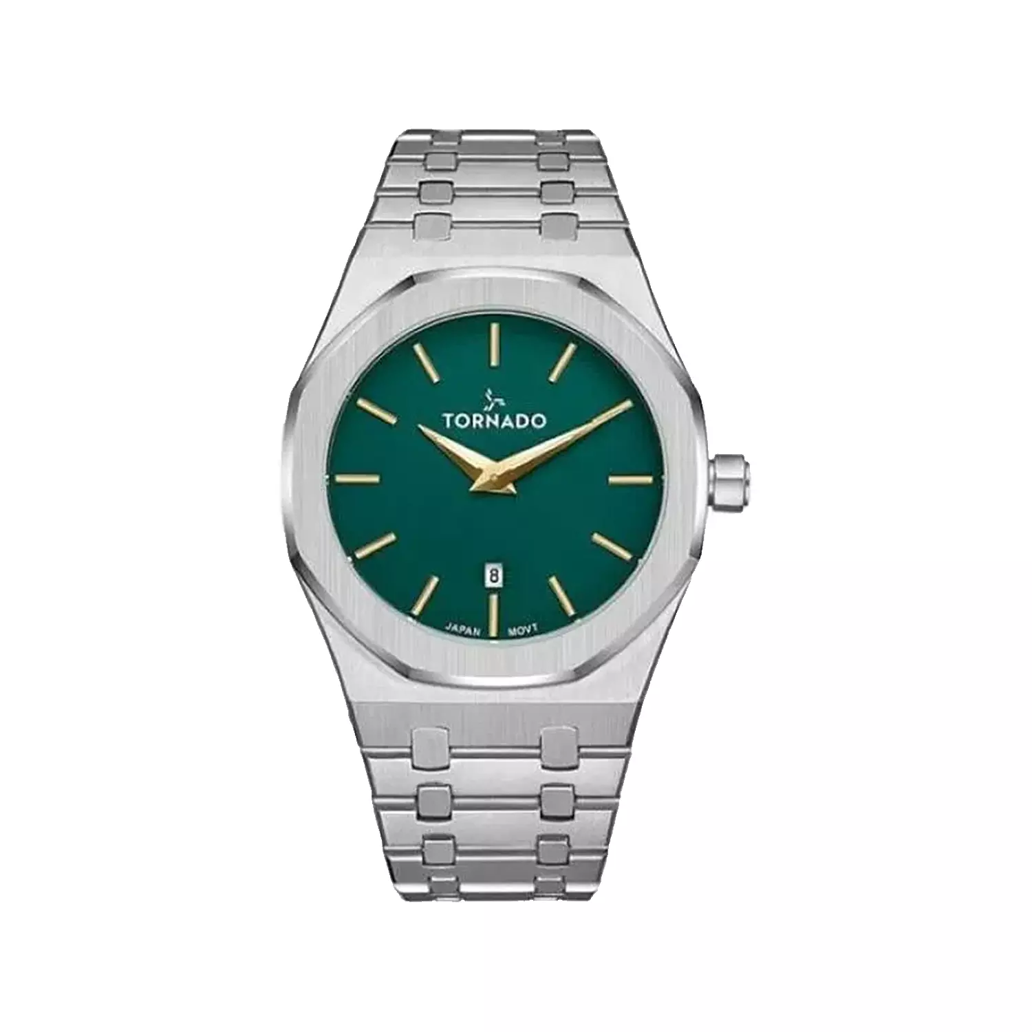 Tornado-Watch-Code-T9009-SBSHG1.webp ساعت مچی مردانه تورنادو فلزی نقره ای صفحه سبز T9009-SBSHG - Image 1