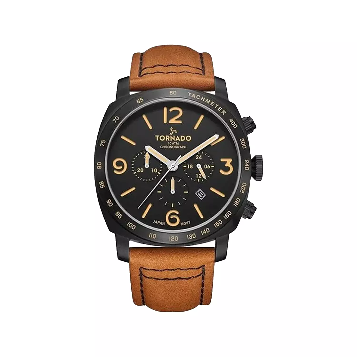 Tornado-Watch-Code-T9102-BLEB1.webp ساعت مچی مردانه تورنادو بند چرم قهوه ای کرنوگراف T9102-BLEB - Image 1