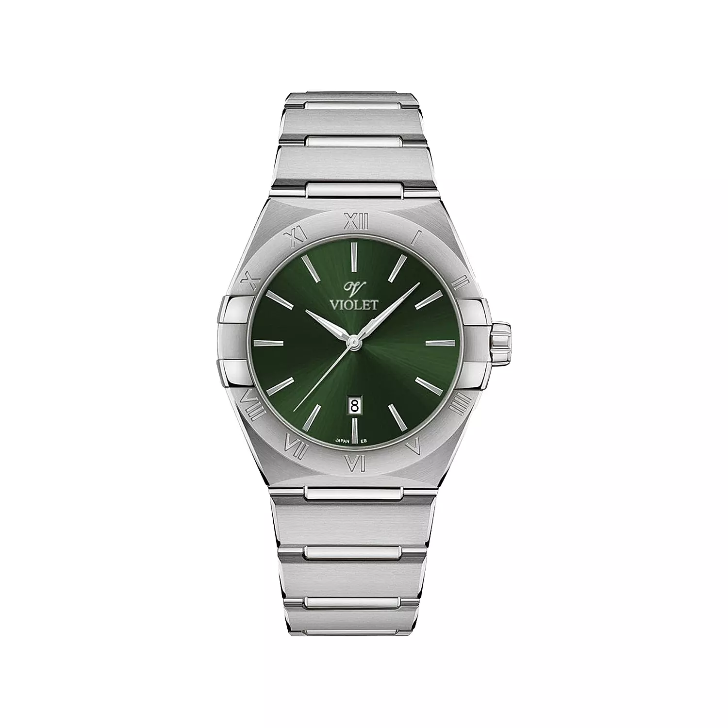 Violet-Watch-Code-B0603GG1.webp ساعت مچی مردانه ویولت فلزی نقره ای صفحه سبز B0603G/G - Image 1