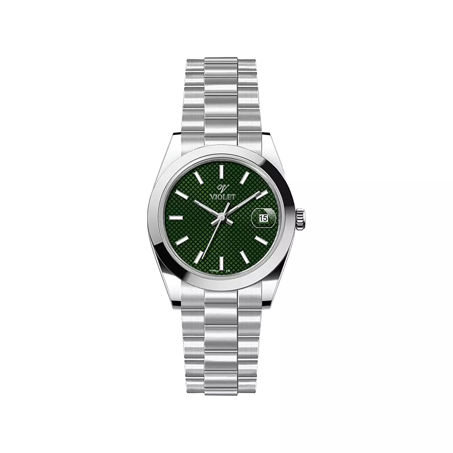 Violet-Watch-Code-B0607L1711.webp ساعت مچی زنانه ویولت فلزی نقره ای صفحه سبز B0607L/171 - Image 1