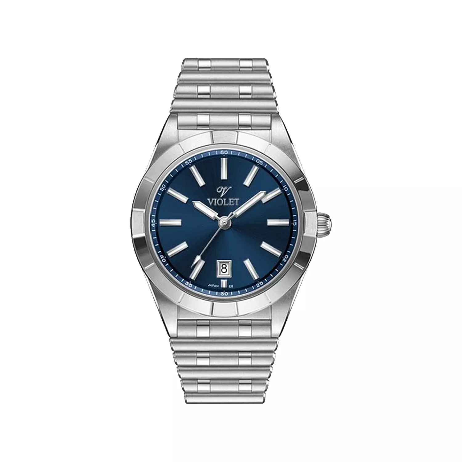 Violet-Watch-Code-B0612L1511.webp ساعت مچی زنانه ویولت فلزی نقره ای صفحه سرمه ای B0612L/151 - Image 1