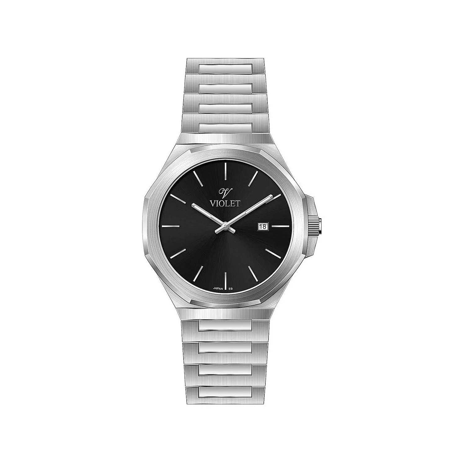 Violet-Watch-Code-B0623GBL1.webp ساعت عقربه ای مردانه ویولت فلزی صفحه مشکی B0623G/BL - Image 1