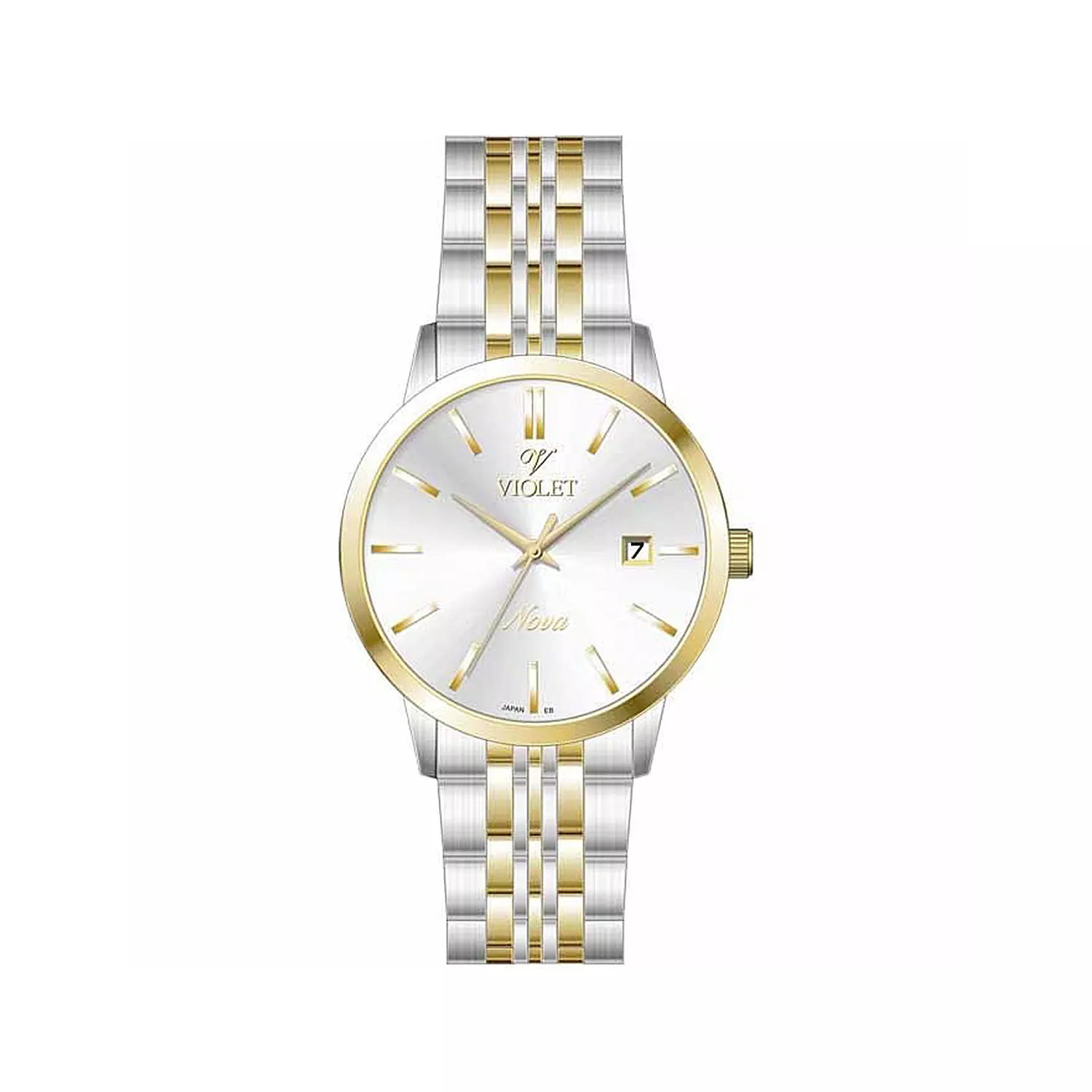 Violet-Watch-Code-B32760G8181.webp ساعت عقربه ای مردانه ویولت فلزی نقره ای طلایی B32760G/818 - Image 1