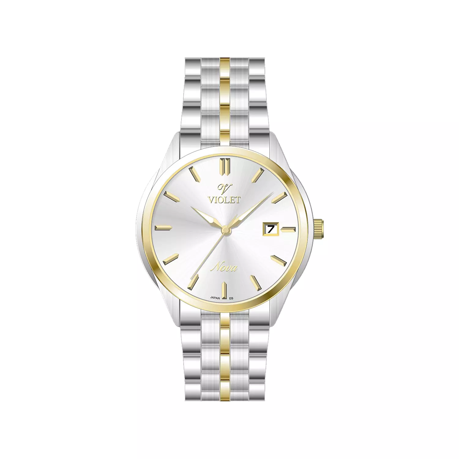 Violet-Watch-Code-B32766G8181.webp ساعت عقربه ای مردانه ویولت فلزی نقره ای طلایی B32766G/818 - Image 1