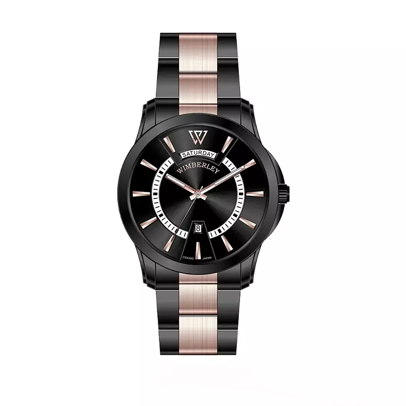 WB-CS438G-U ساعت مچی ویمبرلی مردانه فلزی مشکی رزگلد WB-CS438G-U - تصویر 1