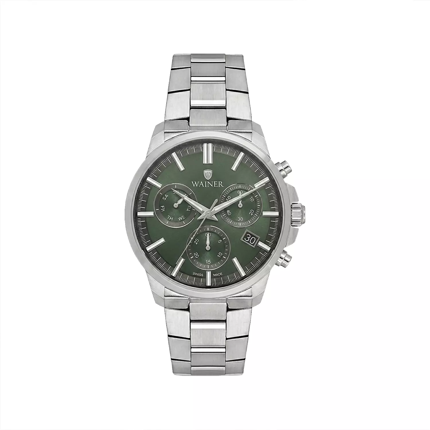 Wainer-Watch-Code-WA.16200-C1.webp ساعت مچی واینر مردانه فلزی صفحه سبز کرنوگراف WA.16200-C - Image 1