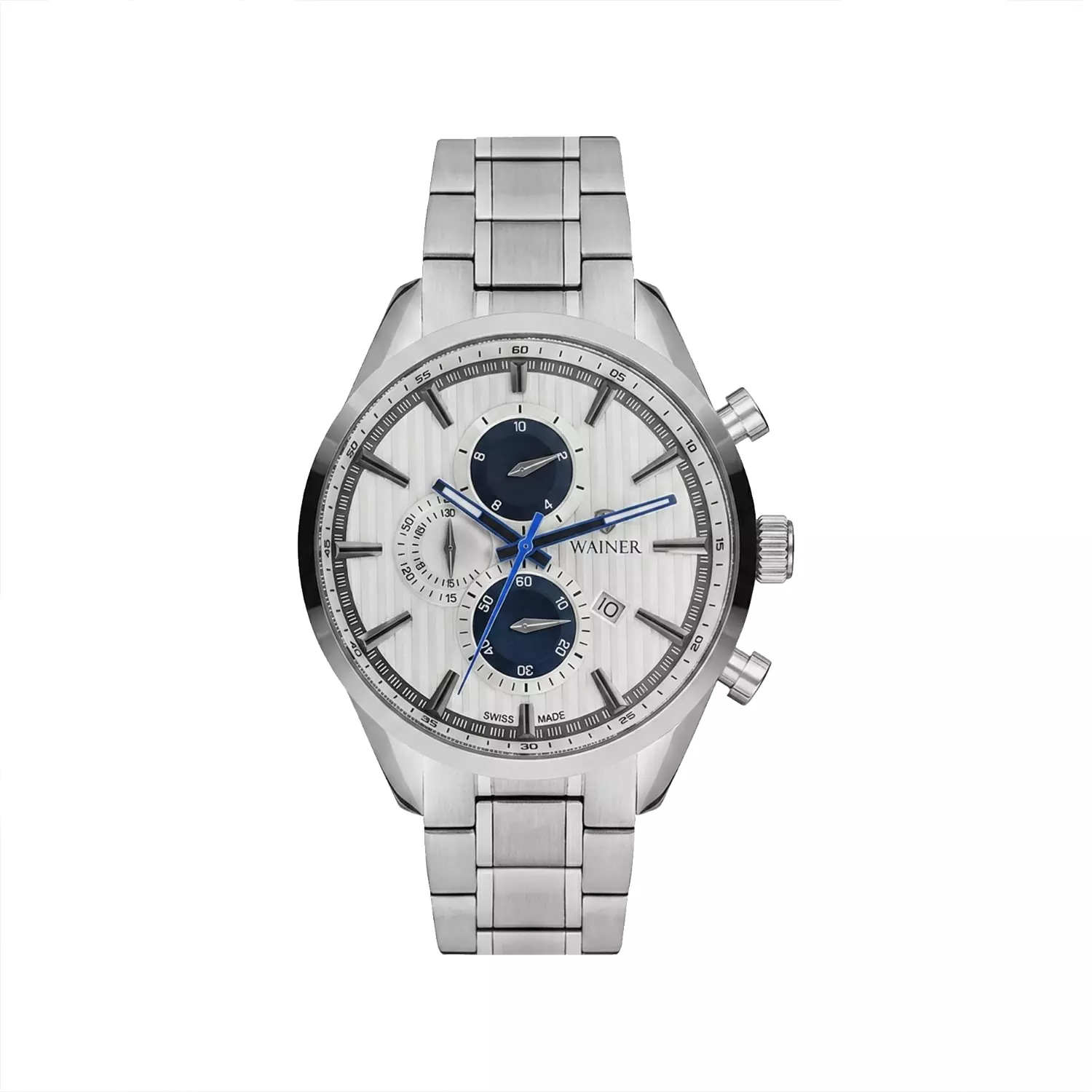 Wainer-Watch-Code-WA.193881.webp ساعت مچی واینر مردانه فلزی نقره ای کرنوگراف WA.19388 - Image 1