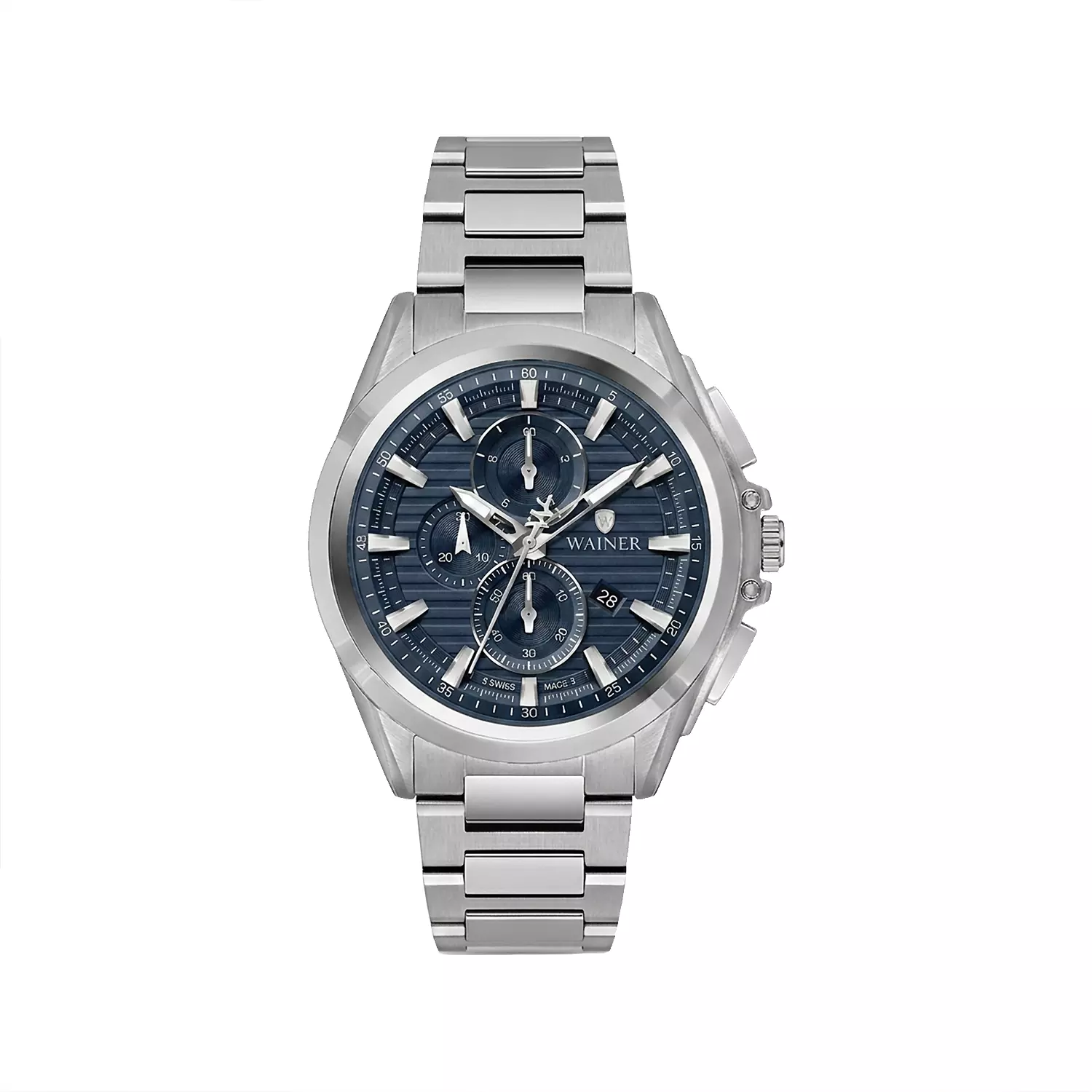 Wainer-Watch-Code-WA.19401-G1.webp ساعت مچی واینر مردانه فلزی صفحه سرمه ای کرنوگراف WA.19401-G - Image 1
