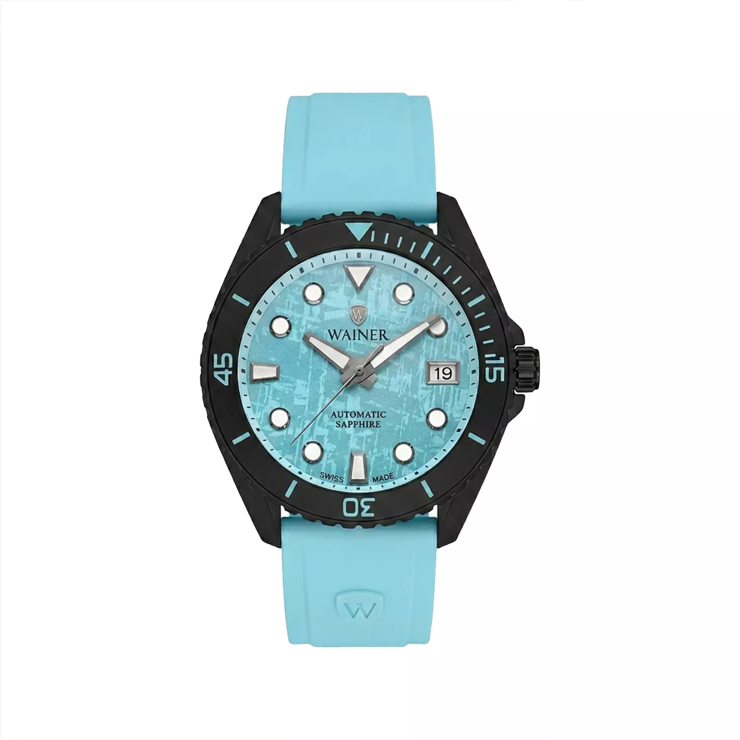 Wainer-Watch-Code-WA.251101.webp ساعت عقربه ای واینر مردانه بند رابر آبی اتوماتیک WA.25110 - Image 1