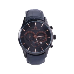 ساعت مچی مردانه الکس مارتین بند چرم تمام مشکی AM7136/2G