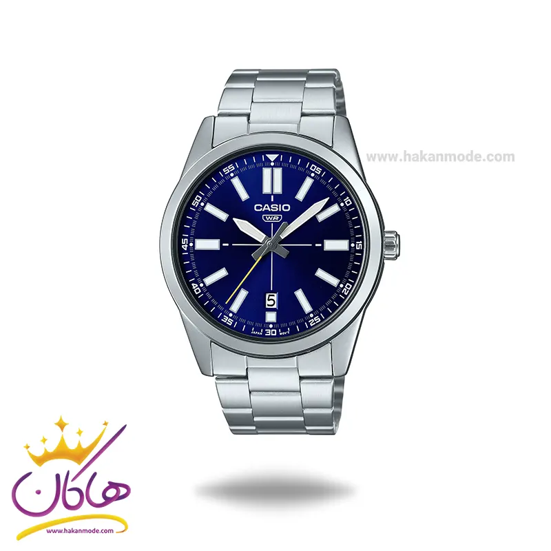 Casio-watch-code-MTP-VD02D-2EUDF1.webp ساعت عقربه ای کاسیو مردانه نقره ای صفحه آبی MTP-VD02D-2EUDF - تصویر 1