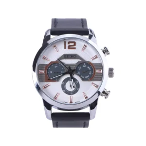 ساعت مچی سیکو مردانه بند چرم مشکی فول تایم G 1008/1