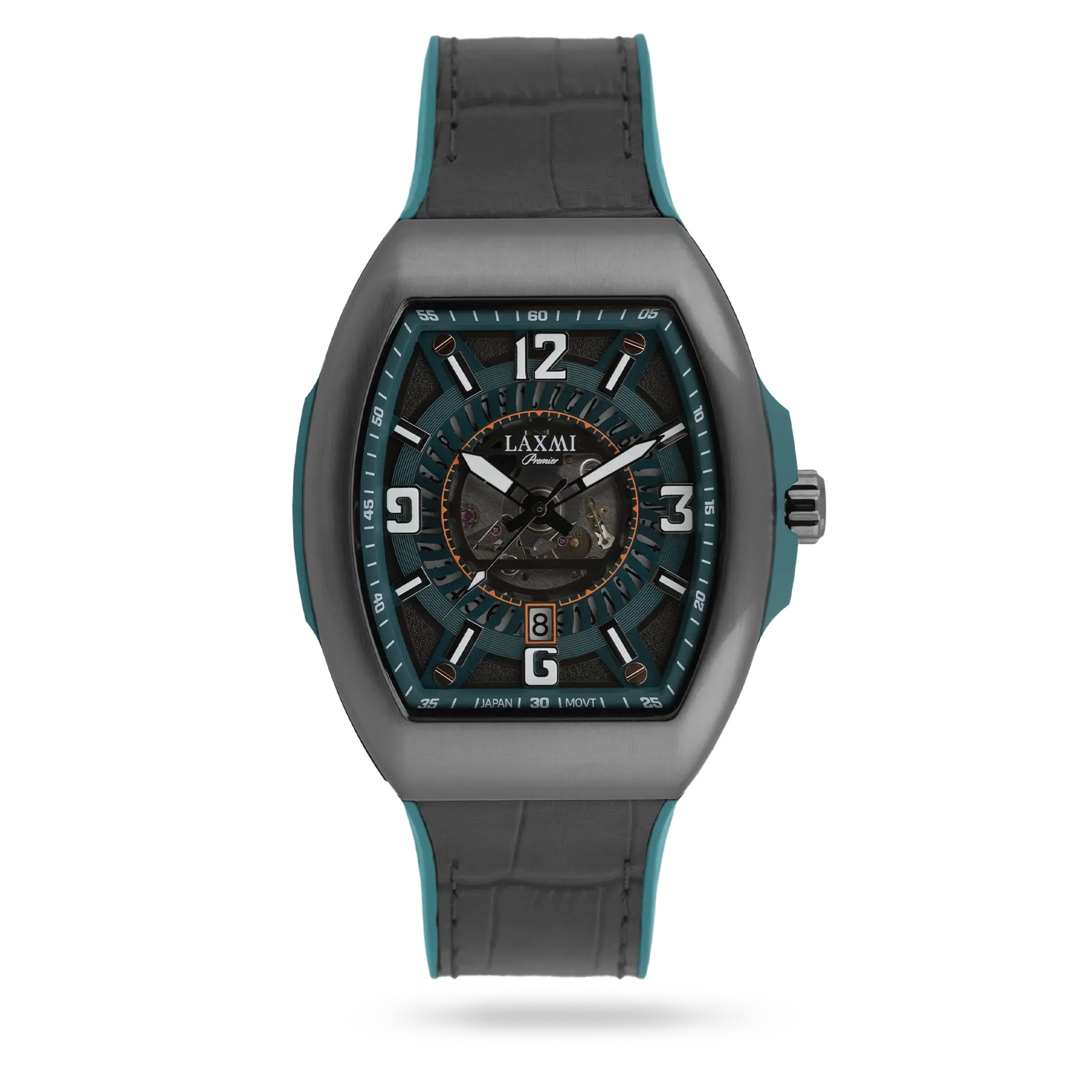 8834-laxmi-watch.webp ساعت مچی مردانه لاکسمی بند چرم دودی کد Laxmi 8834 - تصویر 1