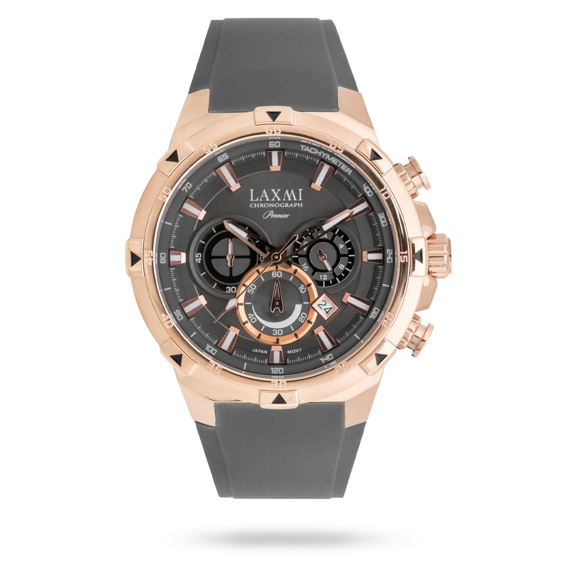 8908-laxmi-watch-1.webp ساعت مچی مردانه لاکسمی بند سیلیکون رزگلد کد Laxmi 8908 - تصویر 1