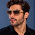 عینک آفتابی پورشه نیم فریم فلزی طلایی اورجینال کد P9017