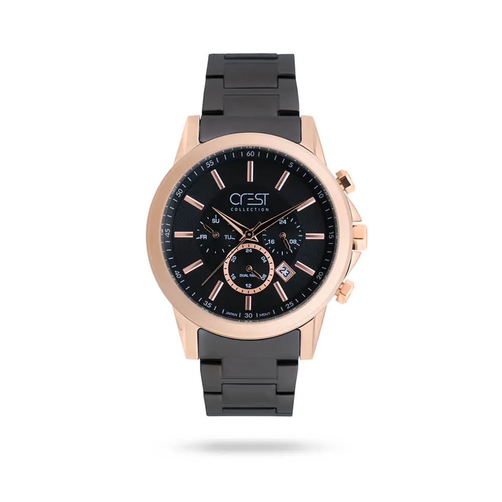 crest-6231-3 ساعت مچی مردانه کرست بند استیل رزگلد کد Crest 6231/3 - تصویر 1