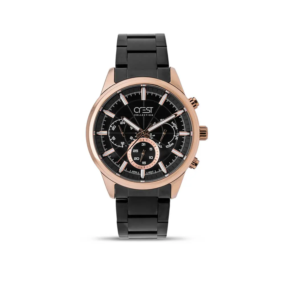 crest-6258 ساعت مچی مردانه کرست بند استیل رزگلد کد Crest 6258 - تصویر 1