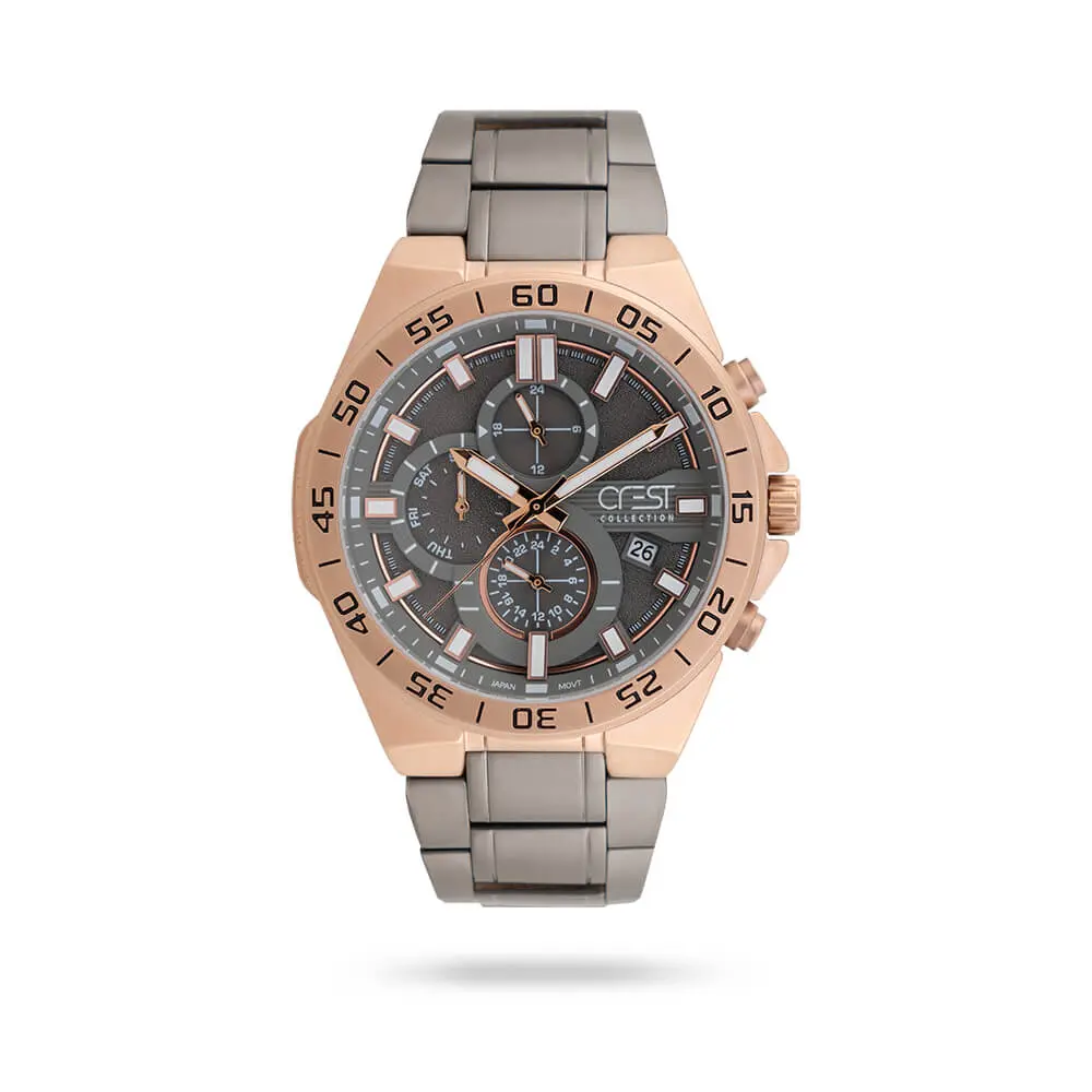 crest-6269-5 ساعت مچی مردانه کرست بند استیل رزگلد کد Crest 6269/5 - تصویر 1