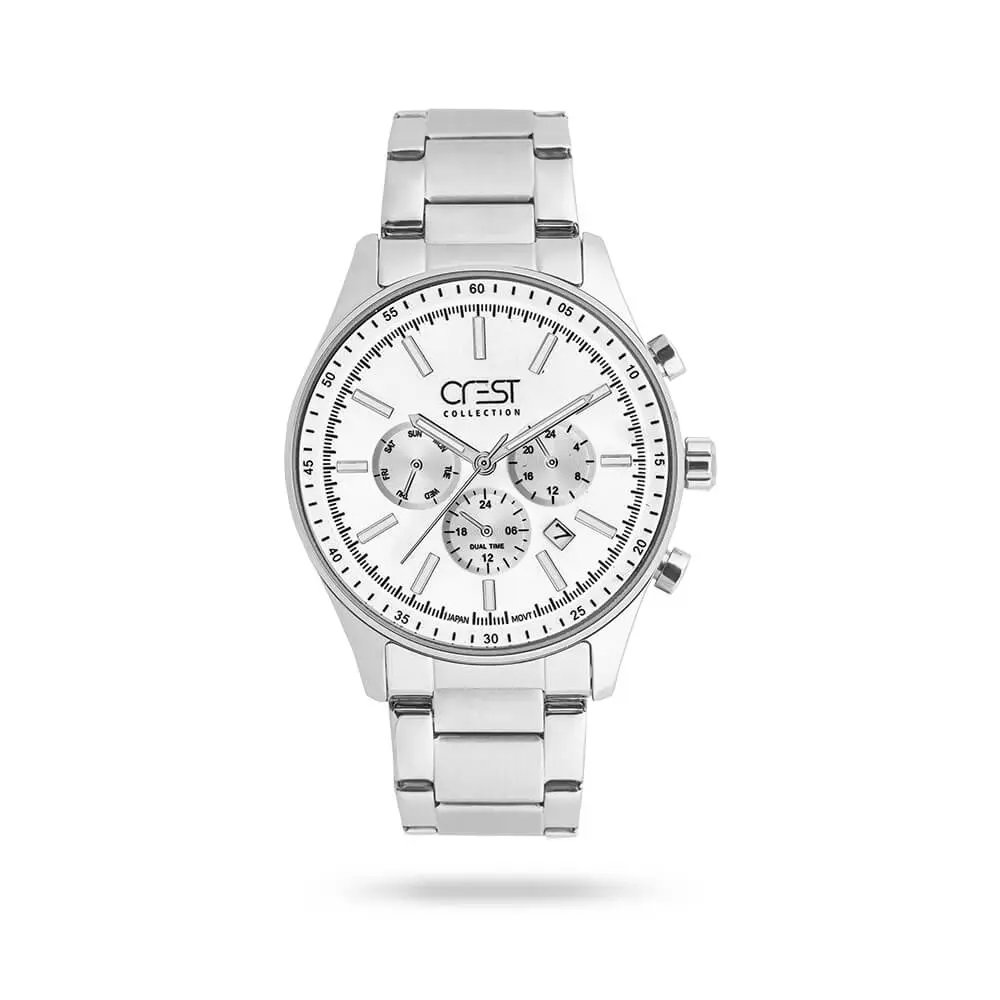 crest-6281-1 ساعت مچی مردانه کرست بند استیل نقره ای کد Crest 6281/1 - تصویر 1