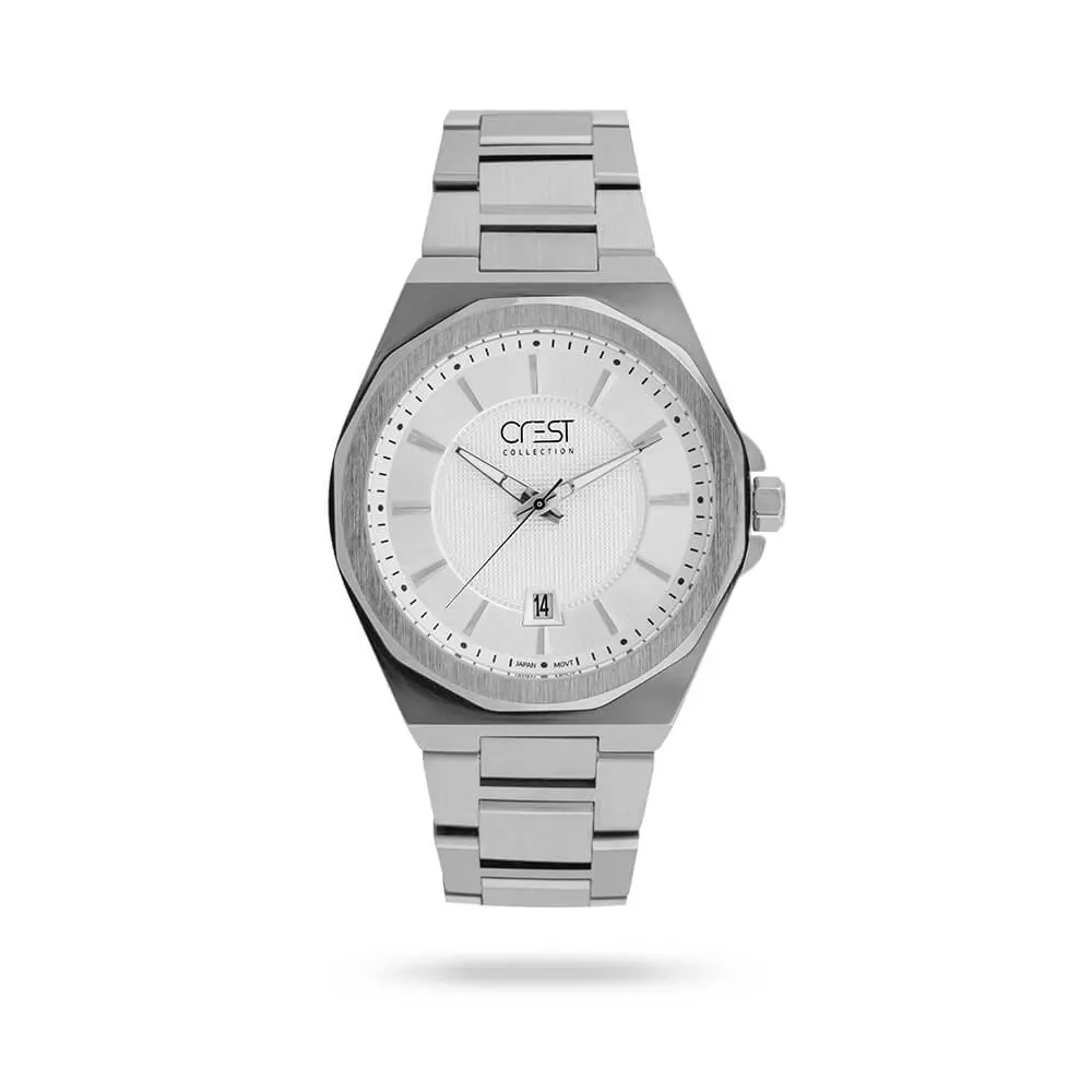 crest-6291-1 ساعت مچی مردانه کرست بند استیل نقره ای کد Crest 6291/1 - تصویر 1