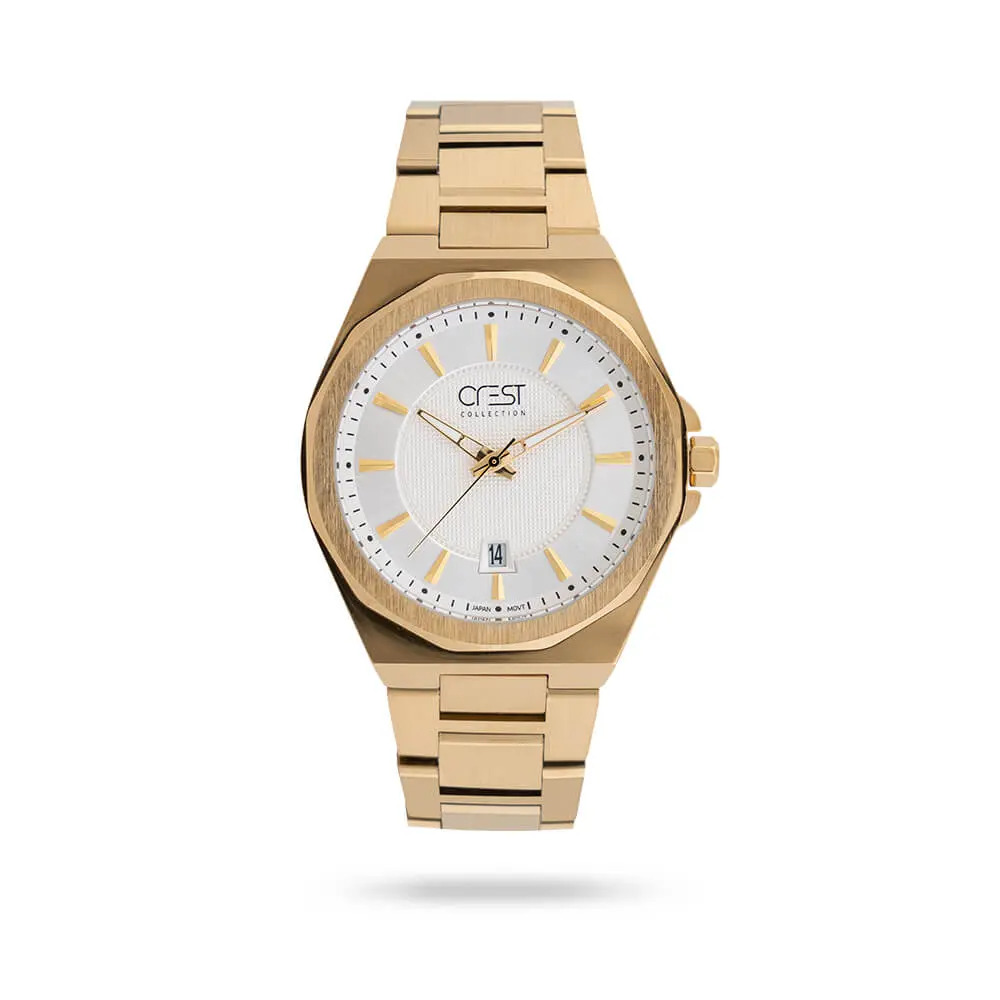 crest-6291-6 ساعت مچی مردانه کرست بند استیل طلایی کد Crest 6291/6 - تصویر 1