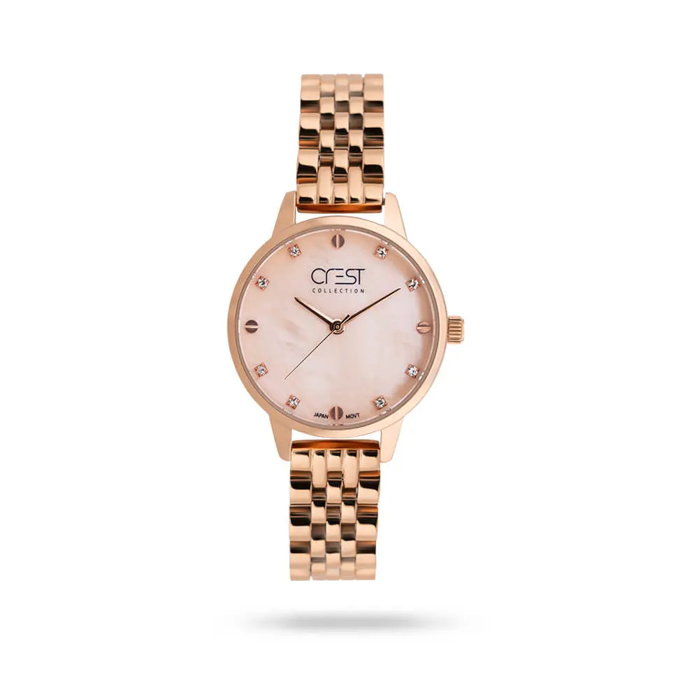 crest-9011-1 ساعت مچی زنانه کرست بند استیل رزگلد کد Crest 9011/1 - تصویر 1