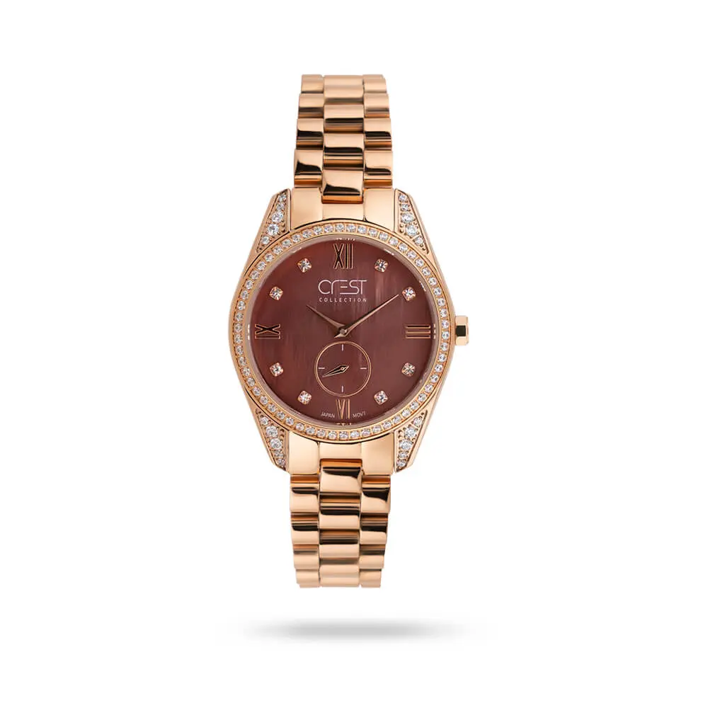 crest-9012-4 ساعت مچی زنانه کرست بند استیل رزگلد کد Crest 9012/4 - تصویر 1