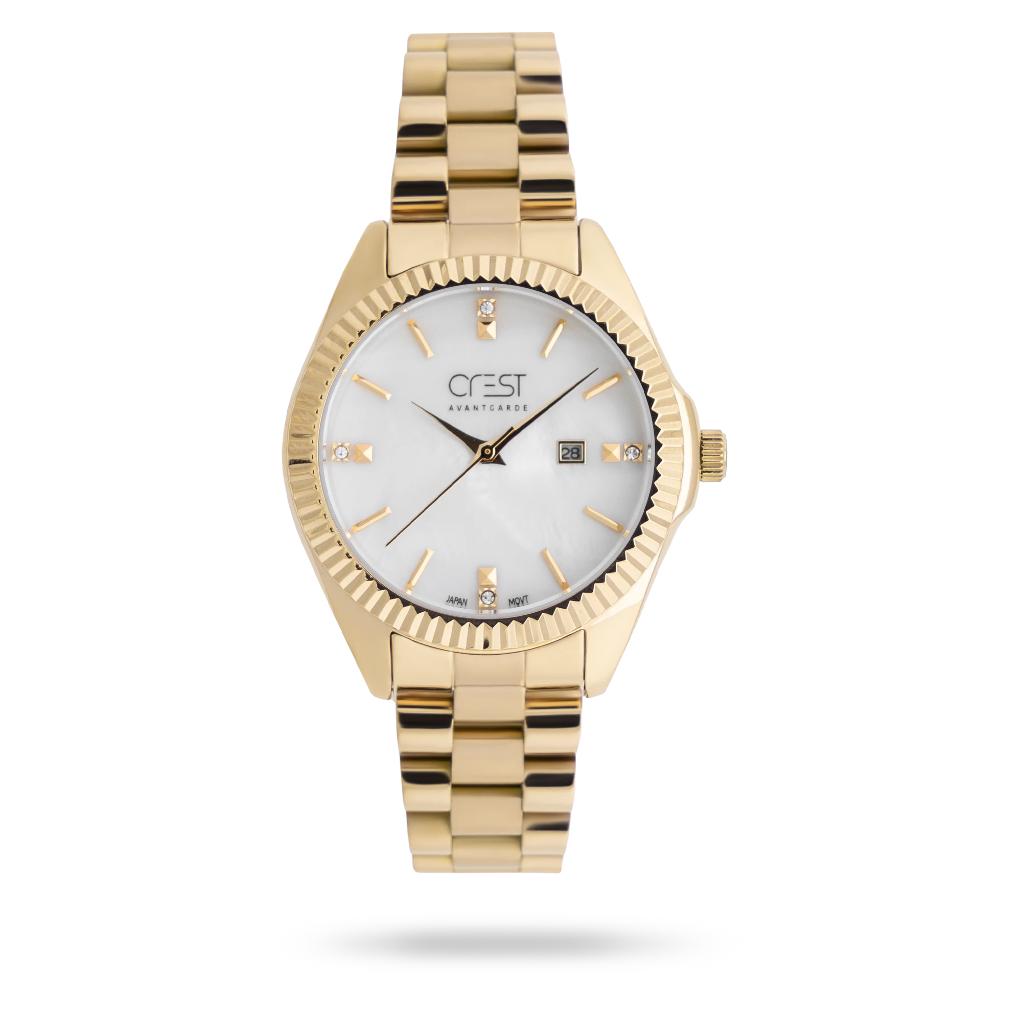 crest-watch-6201-1.webp ساعت مچی زنانه کرست بند استیل طلایی کد Crest 6201/1 - تصویر 1