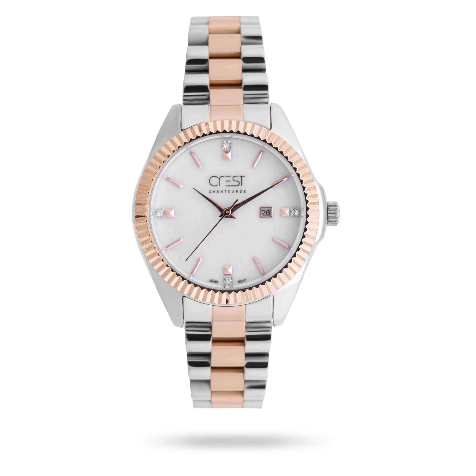 crest-watch-6201-2.webp ساعت مچی زنانه کرست بند استیل رزگلد کد Crest 6201/2 - تصویر 1