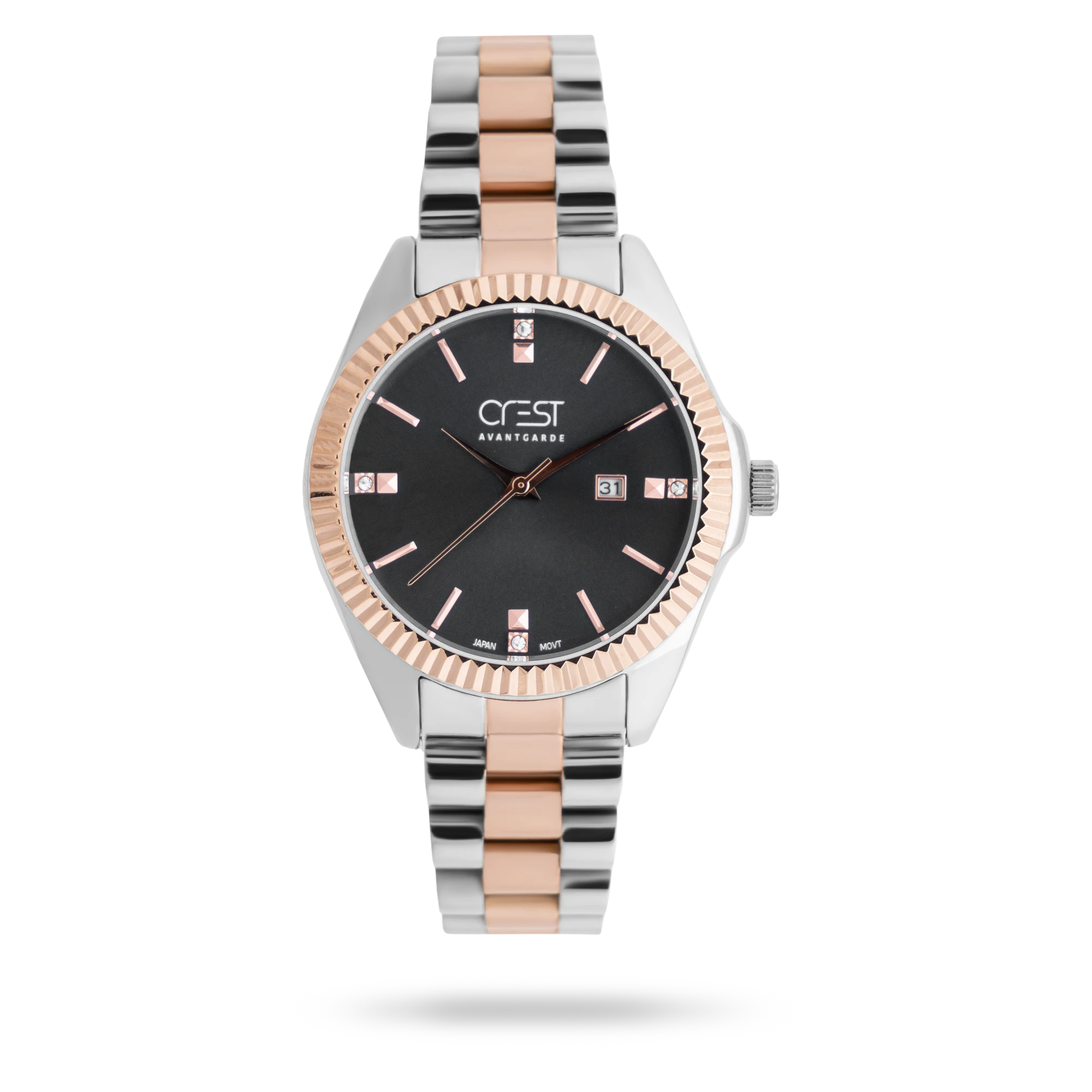 crest-watch-6201-7.webp ساعت مچی زنانه کرست بند استیل رزگلد کد Crest 6201/7 - تصویر 1