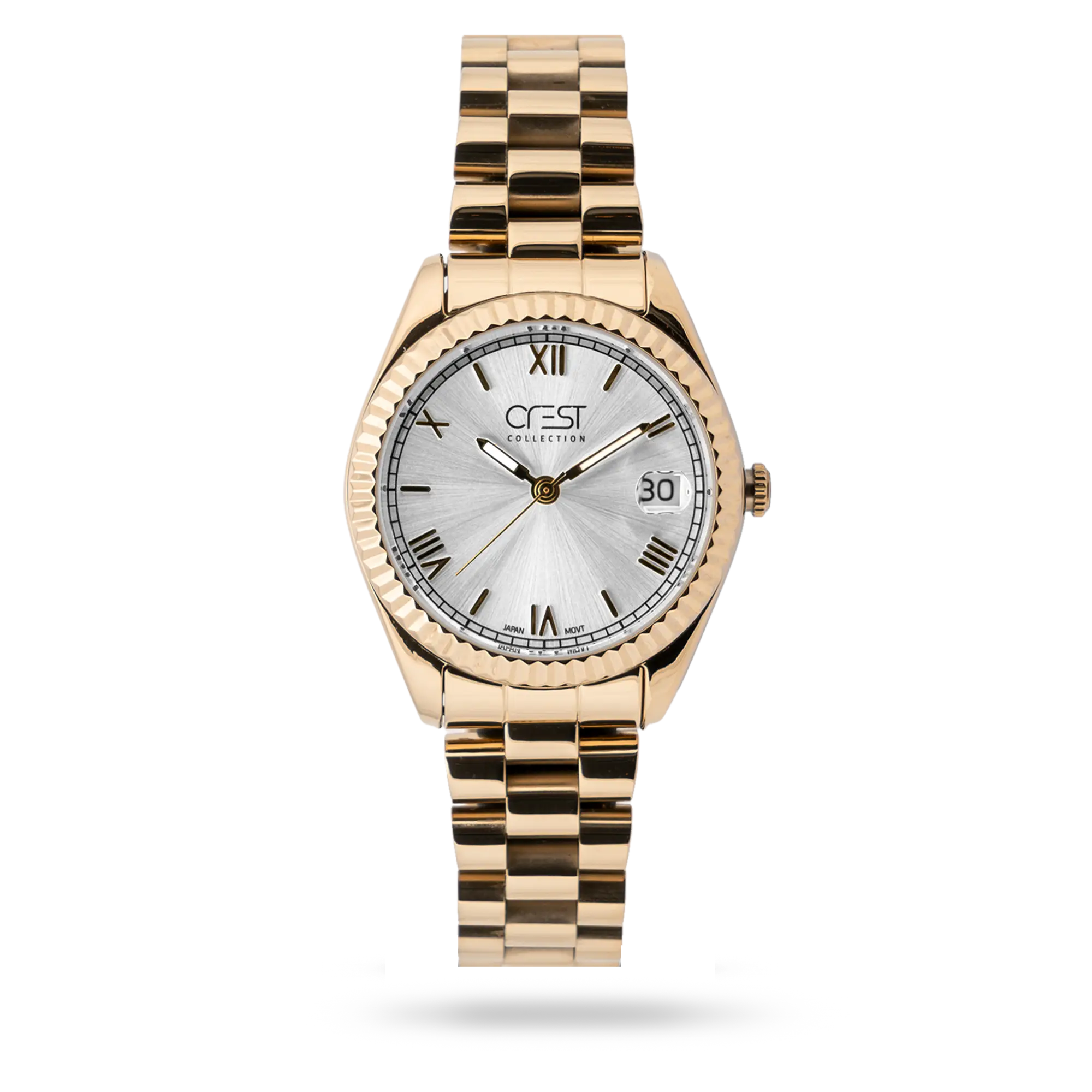 crest-watch-6260-2.webp ساعت مچی زنانه کرست بند استیل طلایی کد Crest 6260/2 - تصویر 1