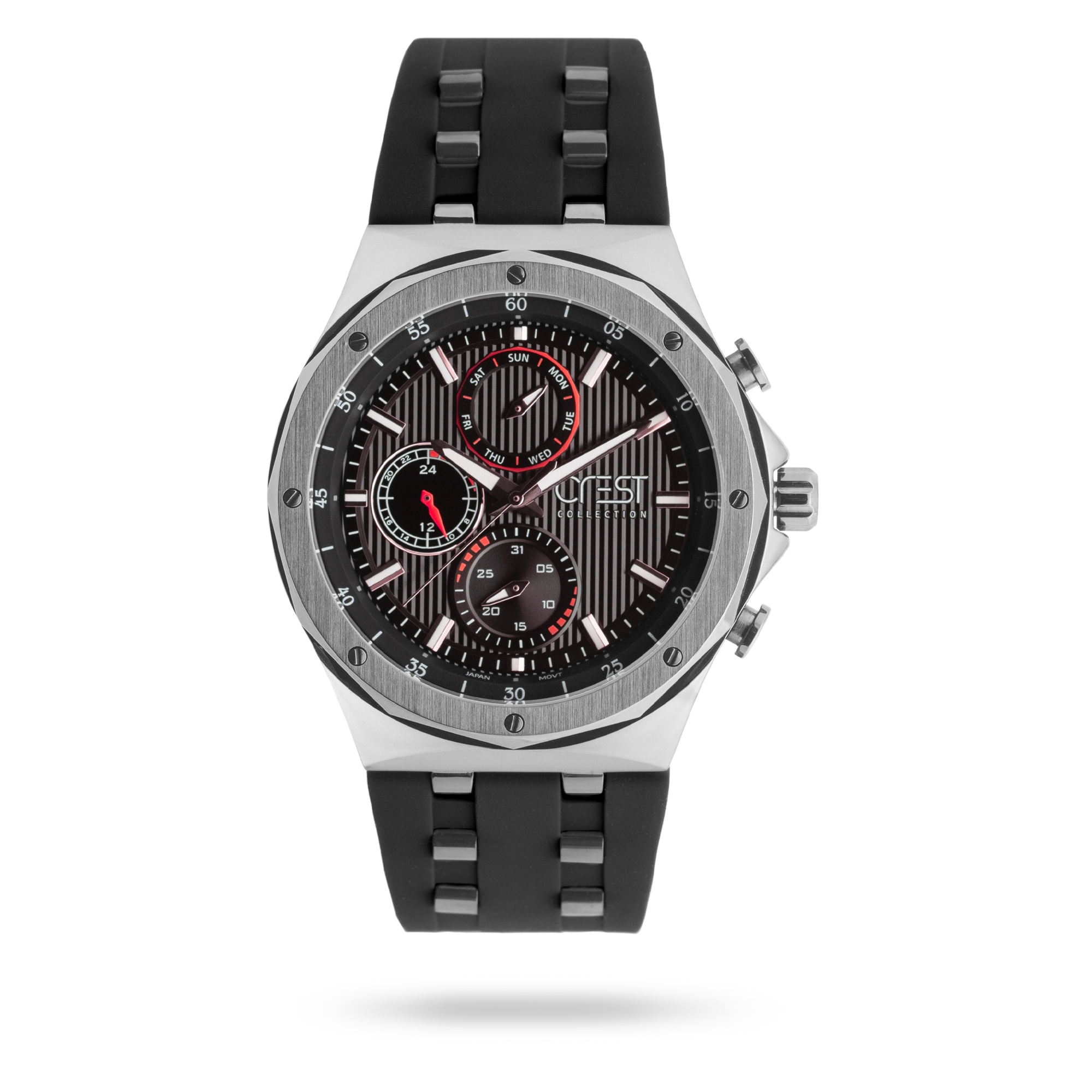 crest-watch-6316-1.webp ساعت مچی مردانه کرست بند سیلیکون نقره ای کد Crest 6316/1 - تصویر 1