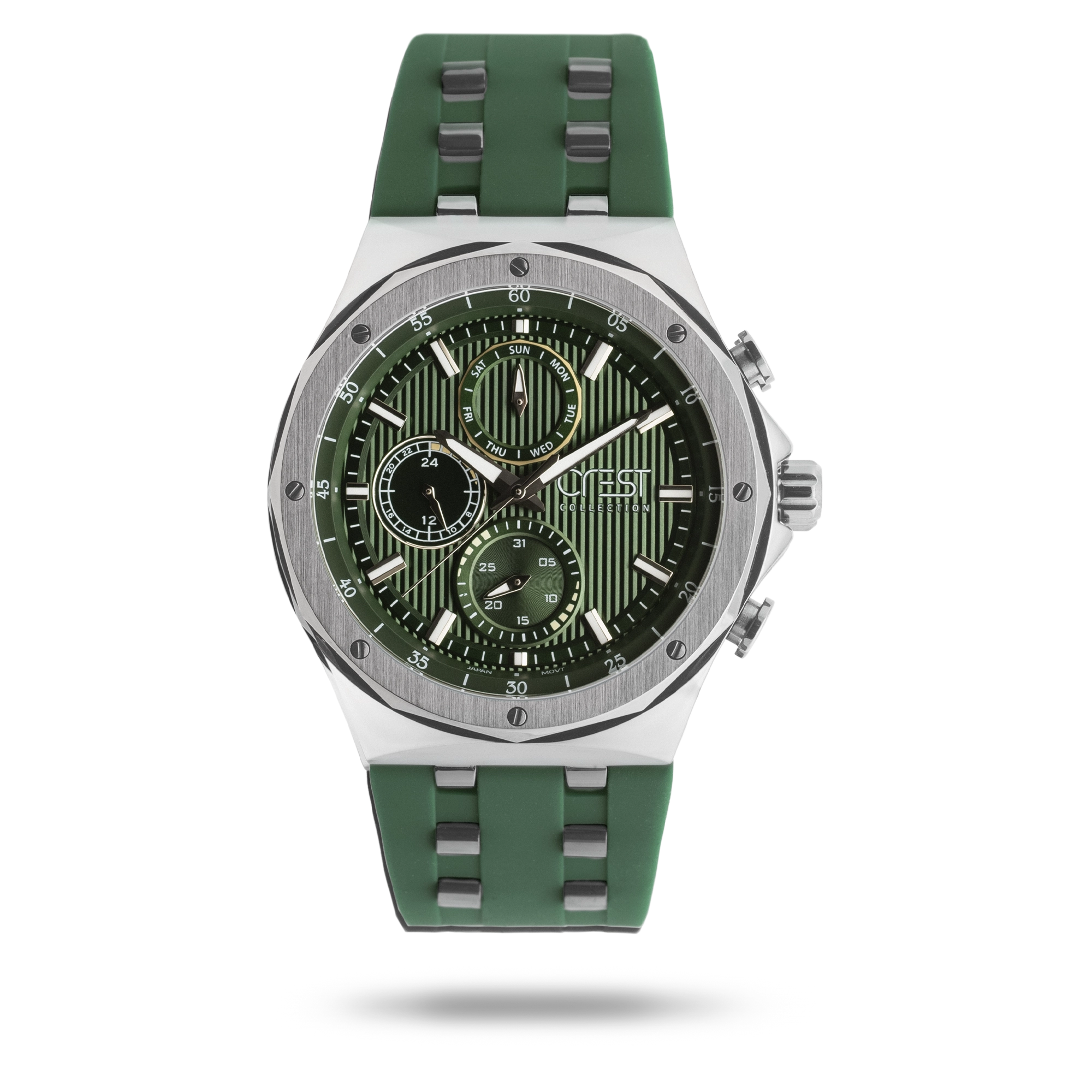 crest-watch-6316-2.webp ساعت مچی مردانه کرست بند سیلیکون نقره ای کد Crest 6316/2 - تصویر 1
