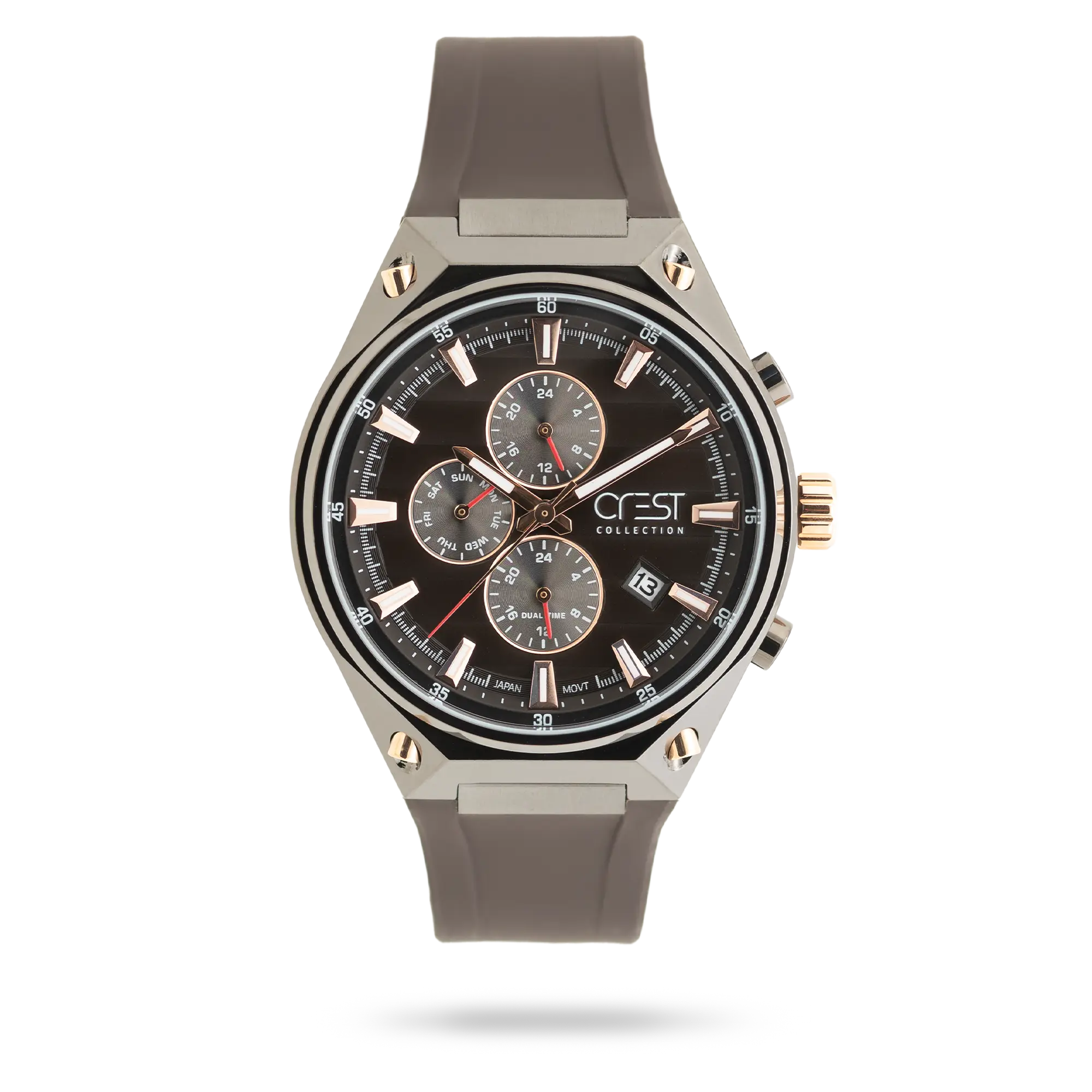 crest-watch-6336-4.webp ساعت مچی مردانه کرست بند سیلیکون دودی کد Crest 6336/4 - تصویر 1